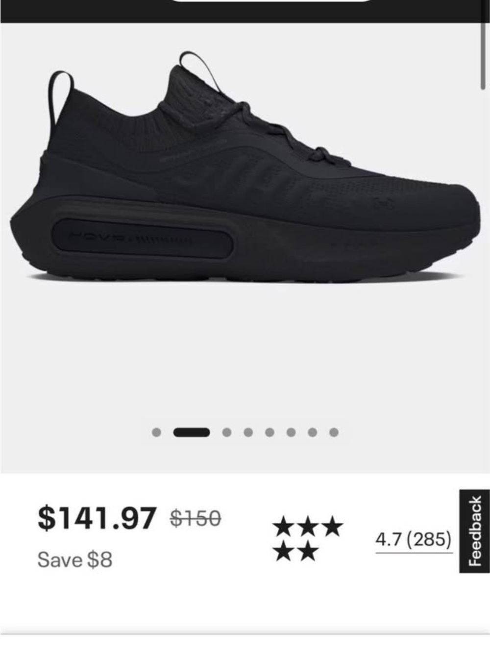 Under Armour Men's All-Black Slip-On Running Sneakers